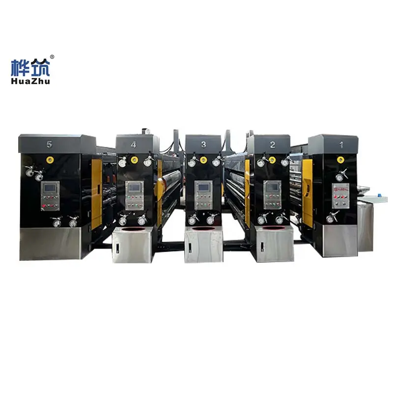 HUAZHU 3-farben-Flexotinte-Druckmaschine Wellpappe-Schachtel-Verpackungsdrucker Kartondruck Schlitzdruck-Schneidemaschine