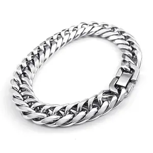 Hot sale men's jewelry European and American New Fashion Jewelry Thick Domineering Stainless Steel Cuban Link Bracelet Chain