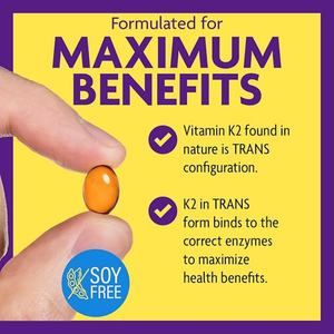 Nuevo Suplemento de Vitamina K2-90 en Cápsulas Blandas de Espectro Completo, Apoya la Salud General y la Fuerza Ósea en Adultos - Product Image 4
