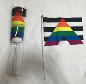 Barato 14*21cm Two Spirit Pride Flag Handheld Flag Stick Flags Small Mini Banner Holiday Decoraciones Suministros para desfiles - Product Image 5