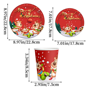 2025 Weihnachten Einweg geschirr Set Weihnachts mann Schneemann Papp teller Tassen Servietten Tischdecken Party Dekoration Kit - Product Image 3