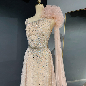 Jancember SZ570 Abito da Sera Monospalla con Piume, Cintura con Strass e Stile Sirena per Donna - Product Image 4