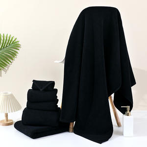 Toalla negra al por mayor para salón de barbería, toalla de algodón para peluquería, logotipo bordado personalizado, toalla para el pelo de spa de belleza - Product Image 4