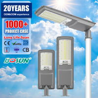 Lampe solaire de rue BOSUN de haute qualité, extérieure, étanche IP65, contrôle intelligent de la lumière, détection intégrée, lampe solaire de rue