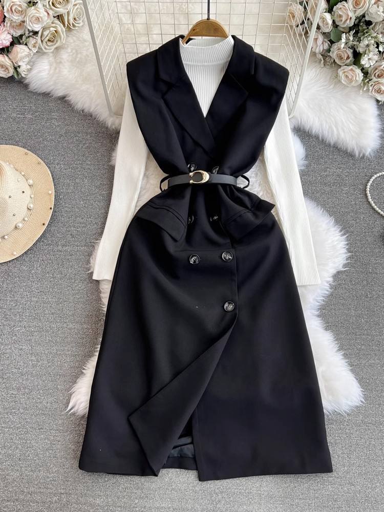 Base bianca + abito nero