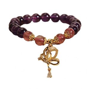 Amethyst Purple <b>Beaded</b> <b>Bracelet</b> for Women Crystal Purple Quartz <b>Beaded</b> Butterfly Charm <b>Bracelet</b> Beads Lucky Charm <b>Bracelet</b> - Product Image 5