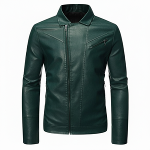 Veste en cuir élégante de qualité supérieure personnalisée Design haut de gamme Vêtements de rue portables Bonne vente Service OEM Toile à col montant - Product Image 1