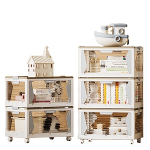 Five Doors Plastic Folding <strong>Storage</strong> Organizer <strong>Boxes</strong> With Wheels Sundries Collapsible <strong>Storage</strong> Box - Product Image 2