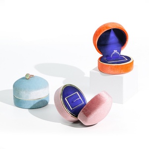 High Quality Luxury Microfiber Suede Velvet Ring Pendent Bangle Jewelry Box LED Light Lid with Base <b>Paper</b> Sleeve for Wedding Use - Product Image 2