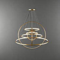 Lustre de luxe en or, en forme de pyramide inversée à plusieurs niveaux, DALI, à intensité variable, avec éclairage intérieur, en PET, acoustique, LED, pour hall d'hôtel