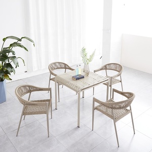 nco di lusso portico <span class=keywords><strong>tavolo</strong></span> 4 <span class=keywords><strong>sedie</strong></span> mobili per la casa all'aperto Patio Cafe 5 pezzi corda <span class=keywords><strong>in</strong></span> alluminio <span class=keywords><strong>set</strong></span> <span class=keywords><strong>da</strong></span> pranzo <span class=keywords><strong>in</strong></span> vendita - Product Image 5