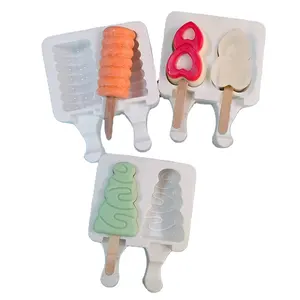 Bestseller Hochwertiger Sommer Verwenden Sie Diy Kids Silikon Eisform Eis am Stiel Form mit Holzstab