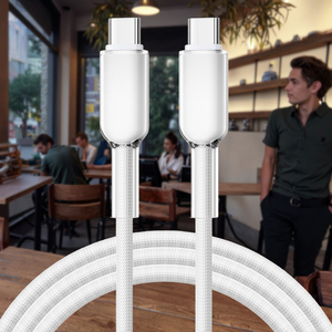 Gradient Trắng nylon bện USB C để Loại C Cáp truyền dữ liệu tốc độ cao cho máy tính sạc độ bền cao - Product Image 2