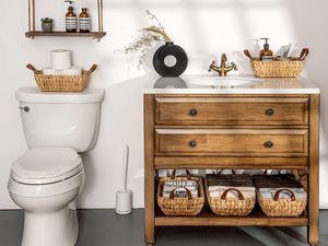 <span class=keywords><strong>Wicker</strong></span> giỏ nước lục bình handwoven giỏ cho phòng tắm tổ chức Lưu trữ khăn giỏ với Faux Da xử lý - Product Image 6