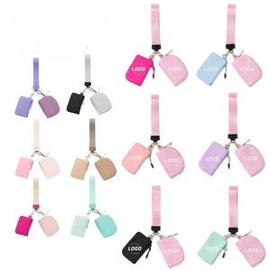 Modern Unisex Nylon Double Pocket Keychain Wallet Solid Color <b>Coin</b> <b>Bag</b> with Mini Fashion Style for Men and Women - Product Image 1