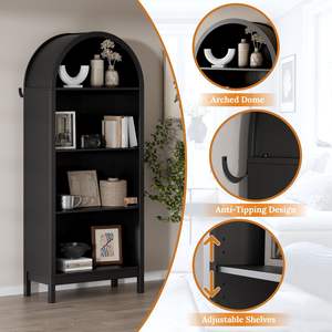 رف أحذية طويل 70 بوصة حديث مقوس وصديق للأحذية من 7 طبقات رفوف قابلة للتعديل كبيرة قائمة بذاتها لغرفة المعيشة - Product Image 5