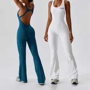 Cross sexy open back vrouwen workout jumpsuit