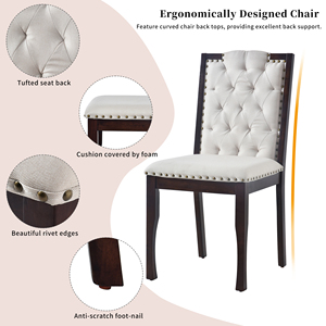 Set tavolo da pranzo da cucina da 6 pezzi 60 "tavolo rettangolare e 4 sedie con schienale alto e 1 panca <span class=keywords><strong>per</strong></span> sala da pranzo e cucina - Product Image 5