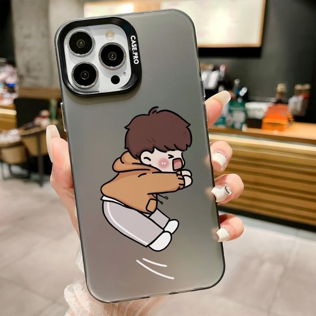 Funny Skip Boy Printing Electroplated Silver Key TPU PC Mobile Phone Cover Case for Iphone 8 Xr Xs Max 11 12 13 14 15 16 17 Air