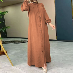 ชุดกระโปรงมุสลิมมุสลิมดูไบ<span class=keywords><strong>ผู้หญิง</strong></span>เสื้อสเวตเตอร์ถักดาชิกิชุดเดรสทรงหลวมเสื้อคลุมมีจีบรวมคาร์ดิแกน Eid al-fitr - Product Image 6