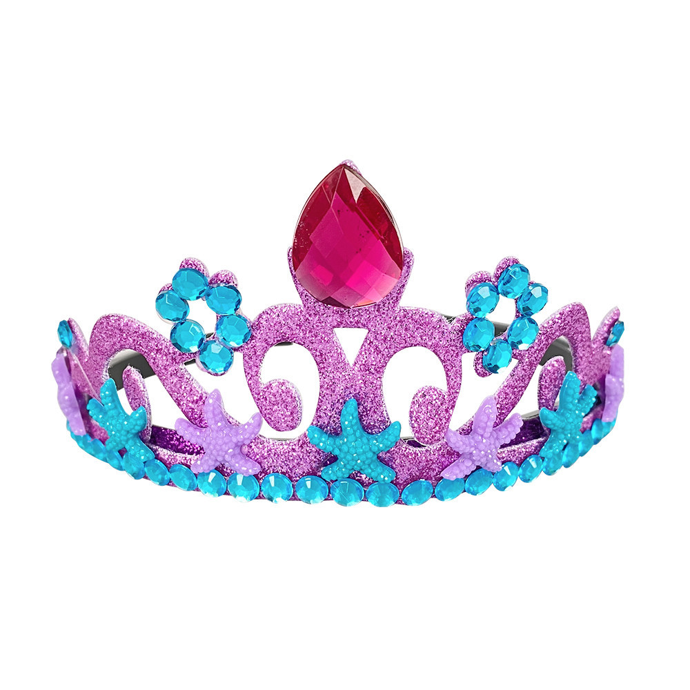 Birthday Crowns for baby Girls Queen kids Tiara Elasti Headbands Hair hoop Hair Accessories Purple blue Starfish Crown Headwrap
