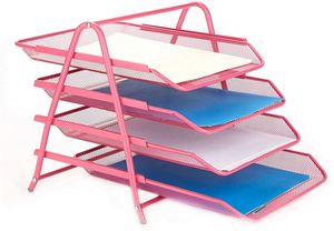 Mesh Metal Desk Organiser 4 Tier <b>File</b> Rack Letter Tray A4 Papers Documents Holder Desk Organizer - Product Image 4