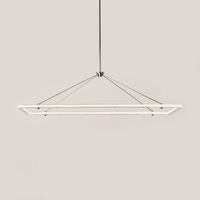 Moderne Minimalistische Stahl-Acryl Rechteckige LED-Kronleuchter Lineare Pendelleuchte für Kücheninsel Esstisch Wohndekor