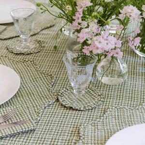 Sous-verres ronds à carreaux gingham les plus vendus, sous-verres réversibles en tissu à carreaux rustiques, sous-verres lavables en tissu gingham pour boissons - Product Image 3