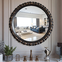 Miroir cosmétique Art Déco antique noir fait main, durable, étanche, en polyrésine, à fixer au mur pour salle de bain, accent décoratif pour la maison