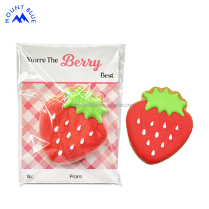 Biscotto decorato a forma di fragola con messaggio "<span class=keywords><strong>sei</strong></span> la bacca migliore", biscotto di San Valentino da 20g di biscotti dolci - Product Image 5