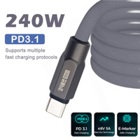 USB4.0 kabel silikon cair Aloi seng, 240W pengisian daya Super cepat USB C ke USB C untuk kamera dan komputer