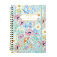 Agenda 2027, carnet A5, spirale, hebdomadaire, mensuel, avec bande élastique, poche, logo personnalisé, vente en gros, cadeau