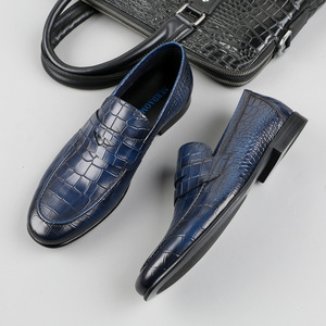 Chaussures en cuir décontractées - bout pointu, motif crocodile - chaussures habillées une pièce pour tenue de travail formelle - Chaussures Oxford - Product Image 4