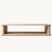 Table basse RH BARON, choix de design rond ou rectangulaire, table moderne en bois massif de style nordique en finition bois clair