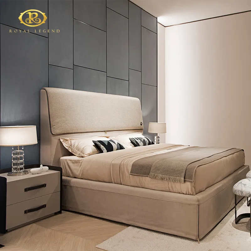 Lit double King Size de luxe de haute qualité, meubles de chambre à coucher, lit moderne confortable et souple en cuir