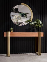 Bon marché Prix métal Art Designer hôtel Hall entrée en acier inoxydable salon coin marbre table console avec miroir