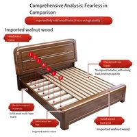 Usine en Chine Lit en bois de noyer Chambre à coucher Lit double King Size Lits en bois Cadre Meubles Queen Size