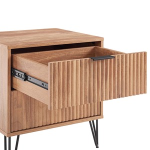 Wooden Nightstand With Two <b>Drawers</b> Black Hairpin Legs Modern <b>Storage</b> <b>Drawer</b> Unit Bedroom Furniture - Product Image 5