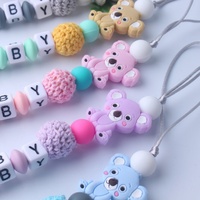 Vente chaude Coloré Silicone Perle Sucette Chaîne Clip Anti Perte Koala En Forme De Bébé Dentition Silicone Sucette Chaîne