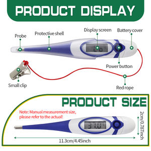 Цифровой термометр для животных с мягким зондом, синий цифровой ветеринарный термометр для собак и кошек - Product Image 2