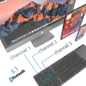 3-Fold Rechargeable Lightweight Wireless <b>Bluetooth</b> Folding <b>Keyboard</b> with Touchpad for iPhone Samsung Tablet Windows Android IOS - Product Image 3
