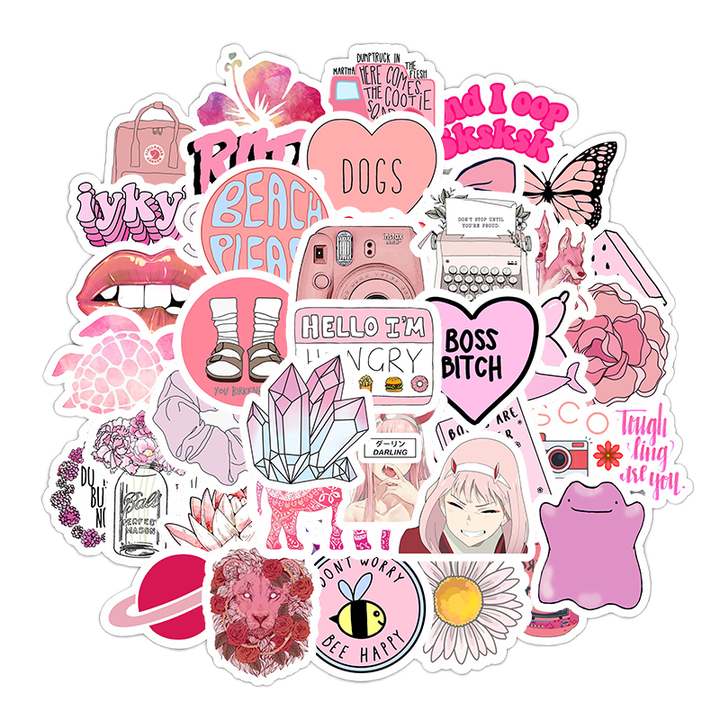 Pink Cute Cartoon Laptop Stickers Waterproof VSCO Trendy Aesthetic for ...