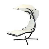 Fauteuil balançoire de véranda avec coussins, structure en fer et tissu polyester, design moderne