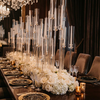 FOSUN Chandelier en verre acrylique cristallin fait main, durable et écologique, support de fleurs, centre de table pour mariage et fête