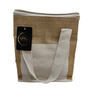 Sac à déjeuner décontracté en jute naturel avec fermeture à glissière |   Sac de transport réutilisable et écologique pour tiffin |   Sac fourre-tout urbain d'origine indienne - Product Image 1