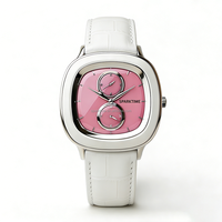 Montre à quartz de luxe en acier inoxydable avec bracelet en cuir et cristal saphir, 3ATM WR, élégante montre rétro-moderne pour un usage quotidien