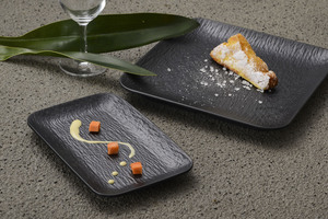 Popolare ristorante all'ingrosso Hotel a Buffet bar cibo piatto materiale melamina piatto quadrato in pietra opaca Texture piatto - Product Image 3