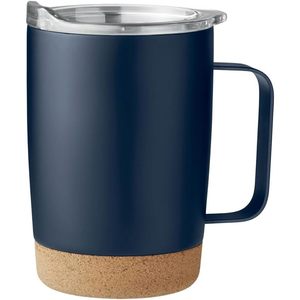 FAYREN <b>Double</b> <b>Wall</b> Vacuum Insulated 12oz Stainless Steel <b>Mug</b> Lid Cork Base Minimalist Design for Business Gifts Travel Home Use - Product Image 4