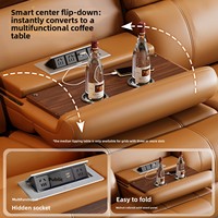 Canapé inclinable électrique CE en cuir orange, fonction Zero Wall avec 2 porte-gobelets, pour salon moderne et home cinéma, fournisseur de meubles en gros