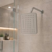 Pommeau de douche mural écologique de 8 pouces en acier inoxydable, effet pluie, pour une construction durable